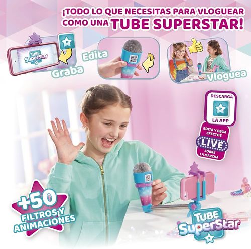 סטנד סלפי עם מיקרופון מותאם עם כבל - TUBE SUPERSTAR