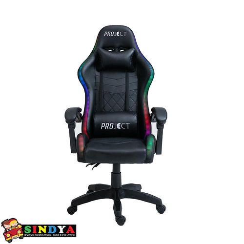 כסא גיימרים PROJECT DELTA עם תאורת RGB ורמקול  - שחור