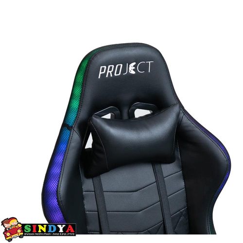 כסא גיימרים PROJECT DELTA עם תאורת RGB ורמקול  - שחור