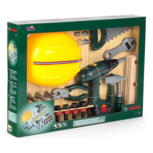 בוש סט כלי עבודה + מברגה חשמלית + קסדה לילדים  Klein Bosch Mini
