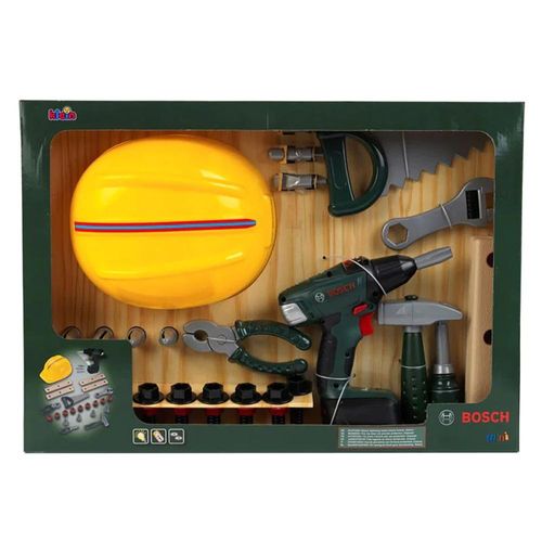 בוש סט כלי עבודה + מברגה חשמלית + קסדה לילדים  Klein Bosch Mini
