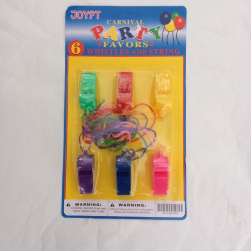 מארז 6 משרוקיות פלסטיק צבעוני