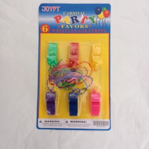 מארז 6 משרוקיות פלסטיק צבעוני