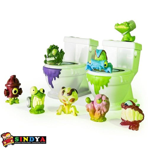 קקרים אריזת 8 דמויות ושני שירותים - FLUSH FORCE