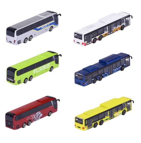 מייג'ורט אוטובוס ממתכת MAN פרמיום 6 דגמים  13 ס''מ - MAJORETTE BUS  MAN City