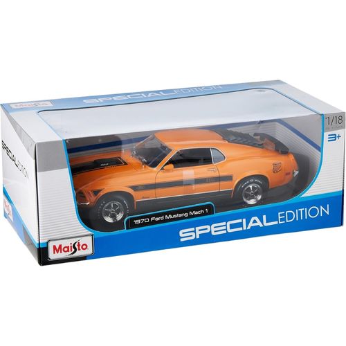 דגם מכונית פורד מוסטנג  כתום - Maisto 1970 Ford Mustang MACH 1 1:18