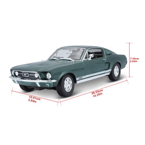 מאיסטו -  דגם מכונית פורד מוסטנג - Maisto 1967 Ford Mustang  GTA FASTBACK Green 1:18