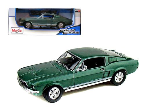 מאיסטו -  דגם מכונית פורד מוסטנג - Maisto 1967 Ford Mustang  GTA FASTBACK Green 1:18