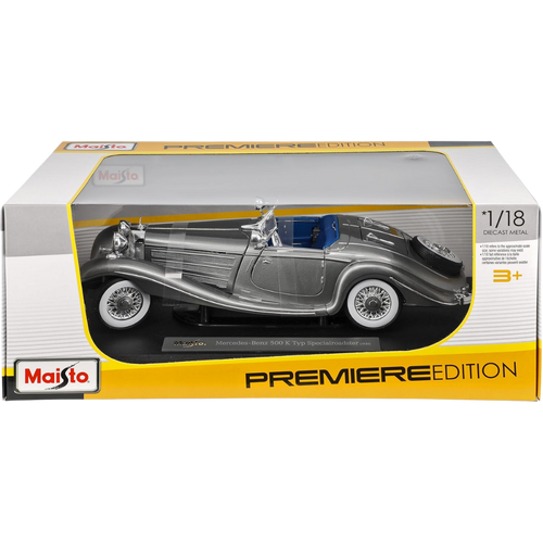 דגם מכונית מרצדס אספנות -  Maisto Mercedes-Benz 500 K Typ Special Roadster Silver 1:18