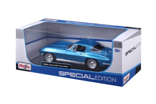 מאיסטו -  דגם מכונית שברולט קורבט   כחול - Maisto 1965 CHEVROLET CORVETTE   1:18