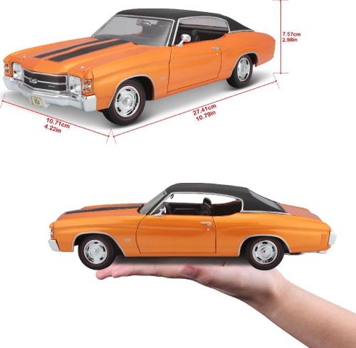 מאיסטו - דגם שברולט שבל כתום - Maisto 1971 Chevrolet Chevelle SS 454 SPORT COUPE 1:18
