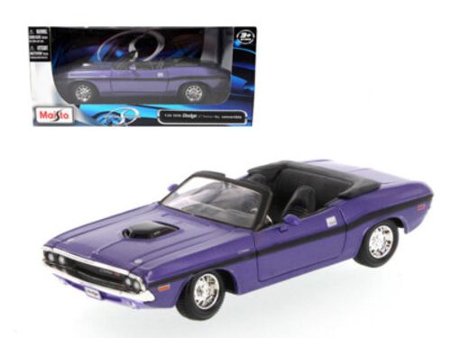 מאיסטו - דגם מכונית דודג' צלנג'ר  צבע סגול  1:24 - Maisto  Dodge Challenger R/T Convertible 1970