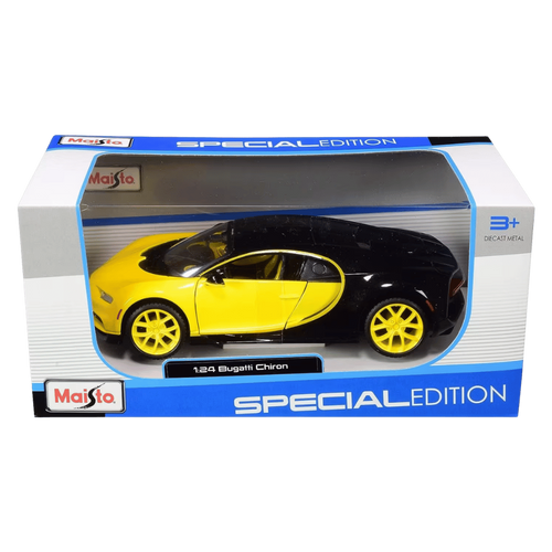 מאיסטו - דגם מכונית בוגאטי שירון - Maisto Bugatti Chiron Black/Yellow 1:24