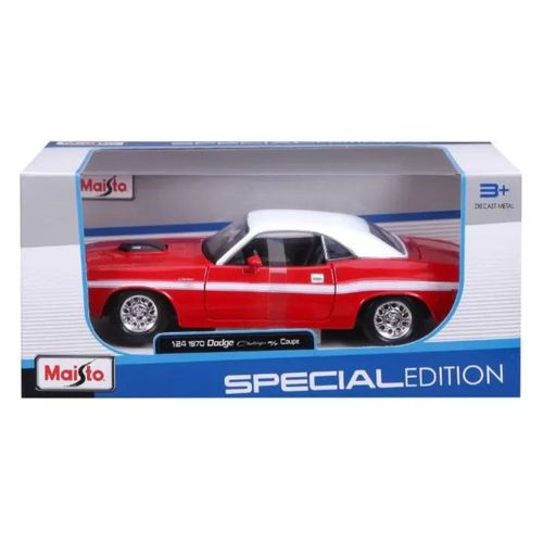 מאיסטו - דגם מכונית דודג' צלנג'ר -  Maisto Dodge Challenger R/T Coupe Red 1970 1:24