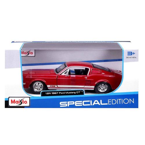 מאיסטו - דגם מכונית פורד מוסטנג גי טי - Maisto 1967 Ford Mustang GT Red 1:24