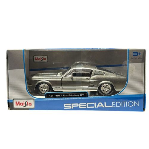 מאיסטו - דגם מכונית פורד מוסטנג גי טי - Maisto 1967 Ford Mustang GT Gray 1:24