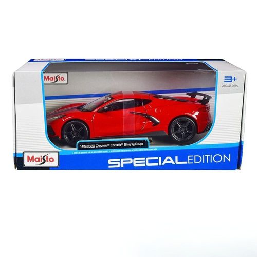 מאיסטו - מכונית שברולט קורבט סטינגר קופה 2020 - CHEVROLET CORVETTE STINGRAY COUPE RED 1:24