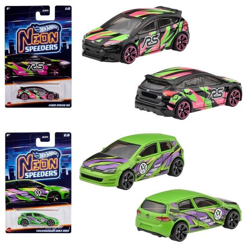 הוט ווילס - מכונית מירוץ בצבעי נאון מגוון - HOT WHEELS HLH72