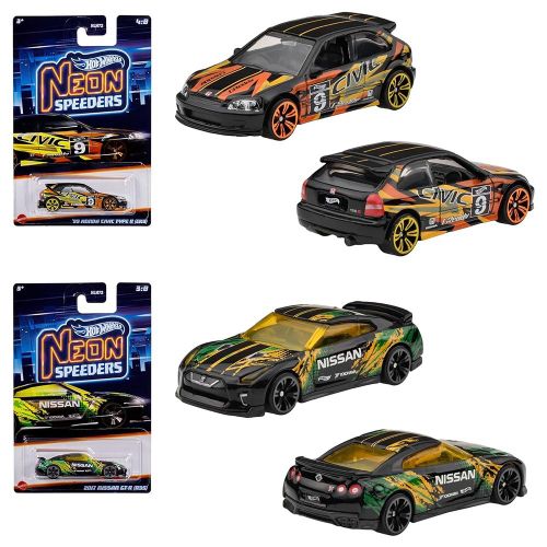 הוט ווילס - מכונית מירוץ בצבעי נאון מגוון - HOT WHEELS HLH72