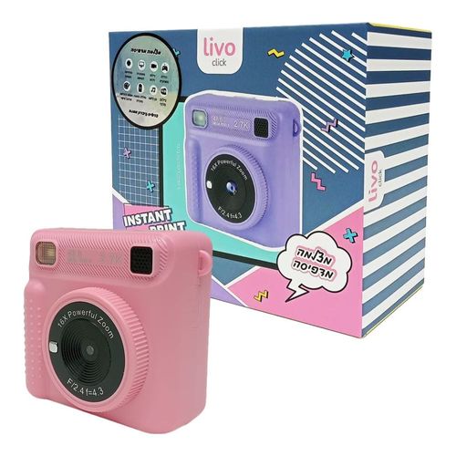 מצלמה דיגיטלית מדפיסה ורוד - Livo Instant Print Camera 24070