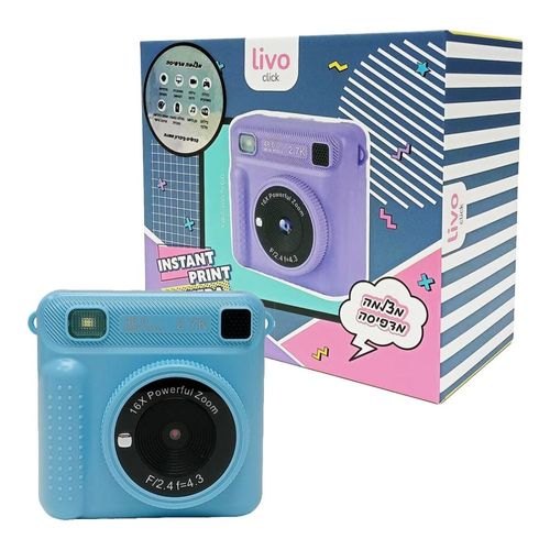 מצלמה דיגיטלית מדפיסה תכלת - Livo Instant Print Camera 24069