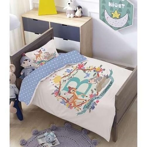 במבי - סט מצעים למיטת מעבר דגם סנאי 100% כותנה