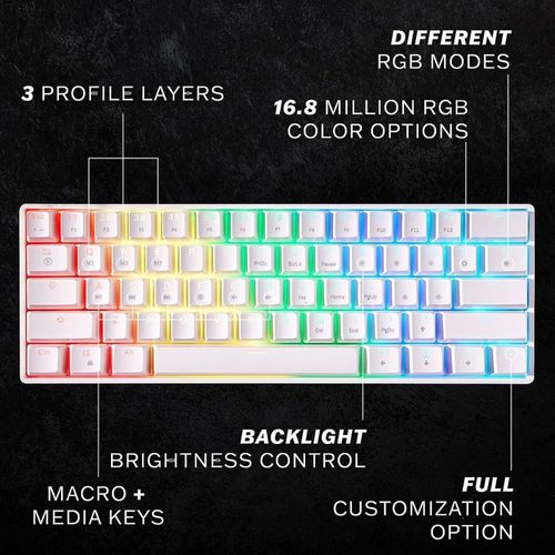 מקלדת מכנית - HK GAMING GK61 WHITE