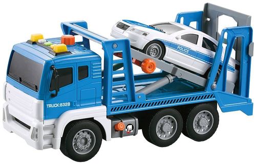 משאית גרר כחולה עם רמפה  אורות וצלילים 1:12 - CITY SERVICE