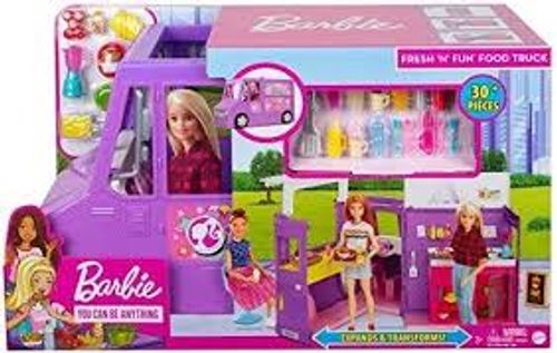 ברבי - משאית  אוכל נפתחת לדוכן + אביזרים - BARBIE GMW07