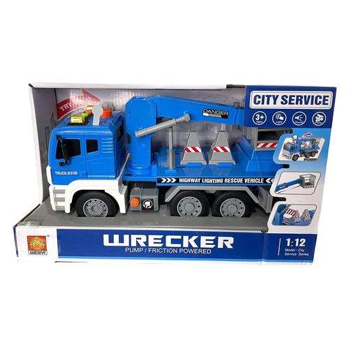 משאית מנוף כחולה  עם סל הרמה  אורות וצלילים 1:12 - CITY SERVICE