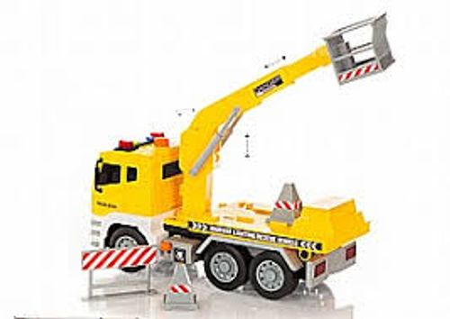 משאית מנוף צהובה עם סל הרמה  אורות וצלילים 1:12 - CITY SERVICE