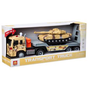 משאית מוביל צבאי וטנק אורות וצלילים 1:16 - TRANSPORT TRUCK