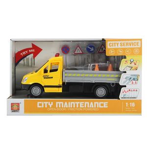 טנדר שיפוץ כבישים צהוב  אורות וצלילים 1:16 - CITY SERVICE
