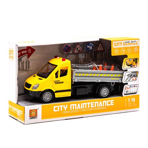 טנדר שיפוץ כבישים צהוב  אורות וצלילים 1:16 - CITY SERVICE
