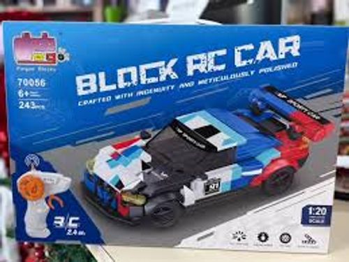מכונית מירוץ 1:20 + שלט נטען להרכבה 243 חלקים - BLOCK RC CAR