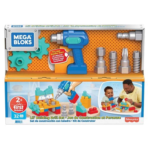 מגה בלוקס - מארז בניה עם מקדחה 32 חלק - MEGA BLOCKS GXK36