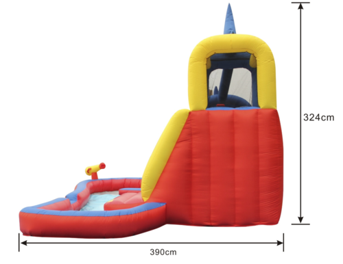 פארק מים מנהרת הכריש הפיהופ דגם 9327 happyhop ו-12 חודשי אחריות לתפרים ולמפוח