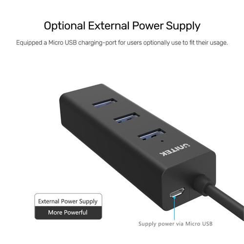  Y-3089 - מפצל 4 פורט UNITEK USB 3.0 