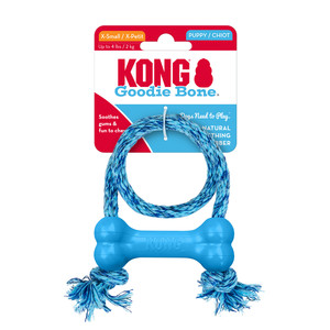 קונג KONG עצם גודי XS עם חבל דנטלי לגורי כלבים