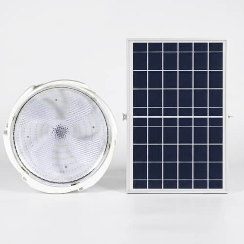 גוף תאורה עגול חיצוני 20W סולארי מוגן מים IP65 כולל פאנל סולארי 