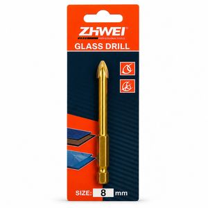 מקדח זכוכית וקרמיקה ZHWEI 8 מ״מ – Glass Drill מקצועי 4 צלעות