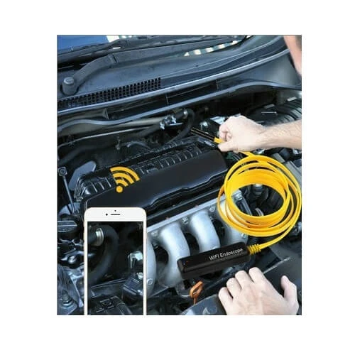 מצלמת אנדוסקופ כולל wifi צהובה באורך 2 מטר | בעלת כבל גמיש