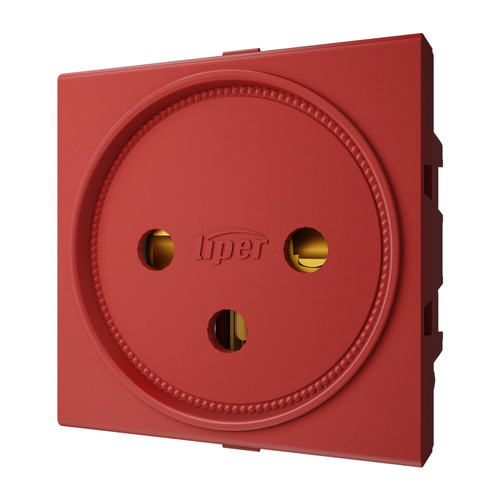 שקע כח ישראלי 2 מודול אדום LIPER SWITCH