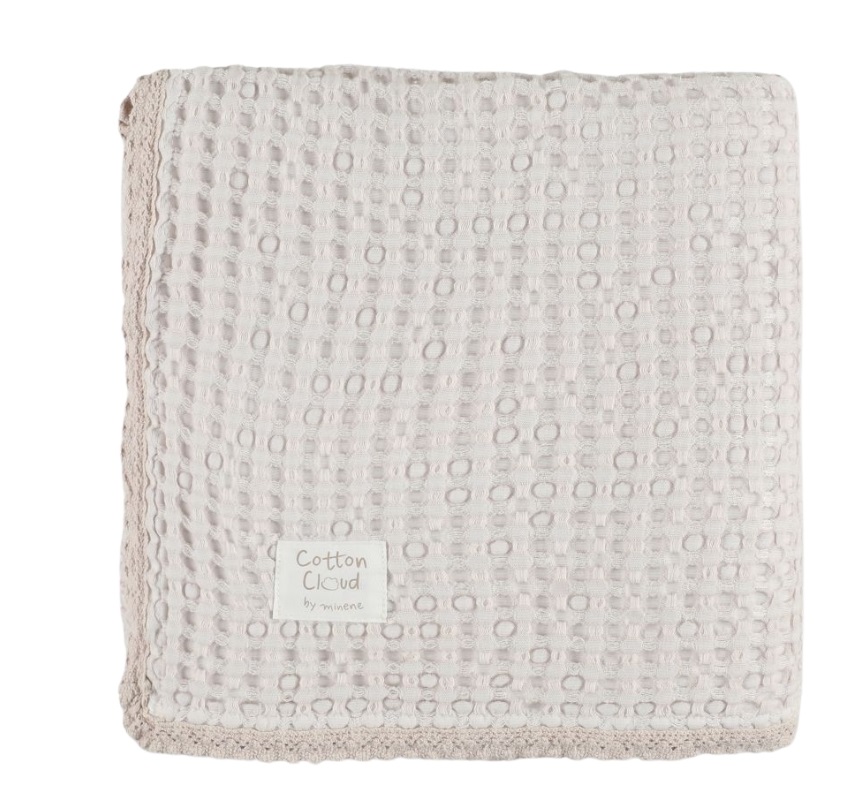 שמיכת פיקה גדולה 150/100 קולקציית Cotton Cloud בצבע ורוד מיננה
