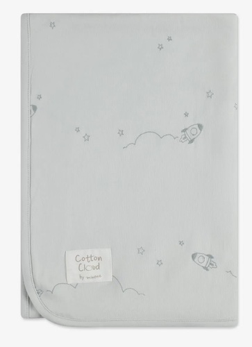 שמיכת ג'רסי גדולה 115/85 Cotton Cloud מיננה צבע תכלת