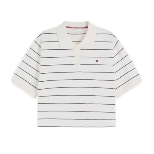 חולצה TOMMY JEANS מידות XS-XL לנשים בגוון קרם עם פסים