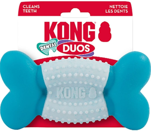 משחק לכלבים קונג גומז עצם דנטלית מדיום/לארג - KONG Duos Dental Bone Md/Lg Easy Grip Dog Fetch & Chew