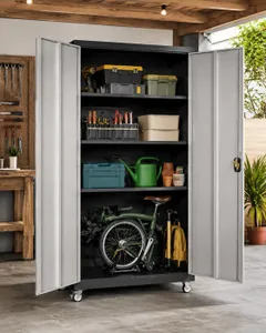 ארון שרות על גלגלים שחור לבן 90X50X180 טל