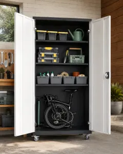 ארון שרות על גלגלים שחור כסף 90X50X180 עמית