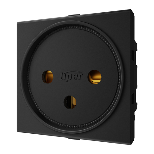 שקע כח ישראלי 2 מודול שחור LIPER SWITCH